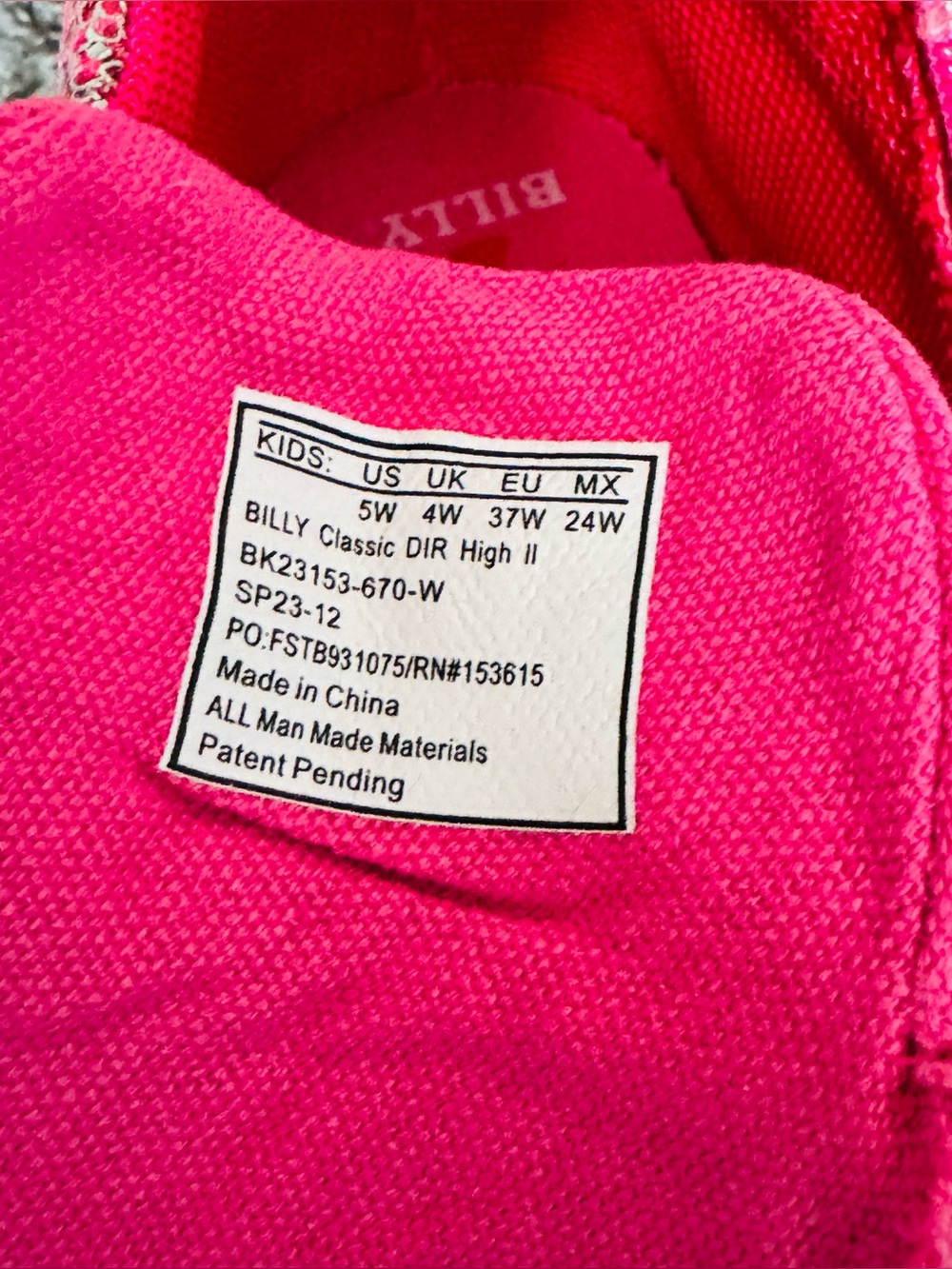 Billy Brand ! Bright Pink Kids High-Top Shoe Accessory with Glitter Panels - Picture 11 of 11